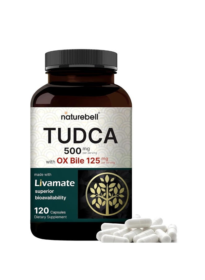 نايتشر بيل TUDCA 500mg with OX Bile 125mg Per Serving, 120 Capsules – Bile Salts Support, High Absorption Livamate Formula | Liver Cleanse Detox & Repair Supplement | Natural Bitter Taste – Third Party Tested - Image 1